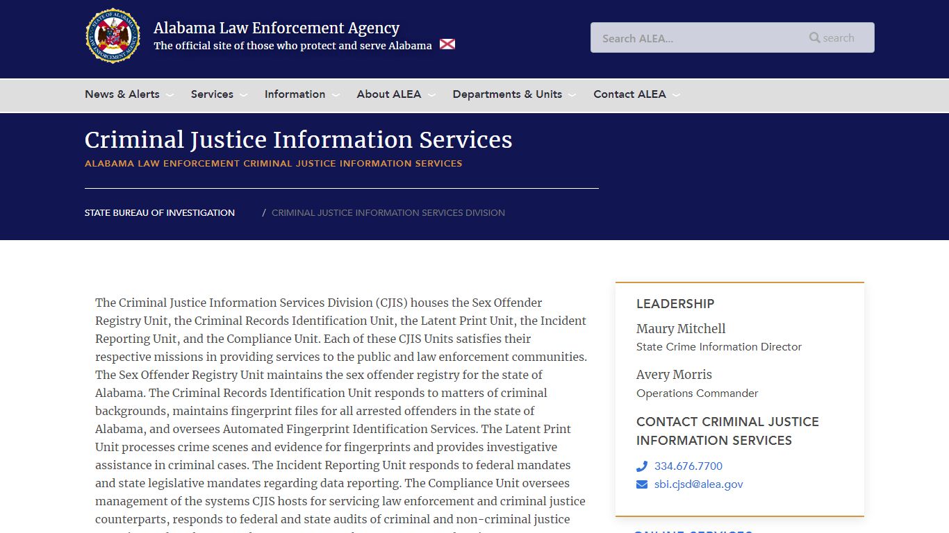 Criminal Justice Information Services Division | Alabama Law ...